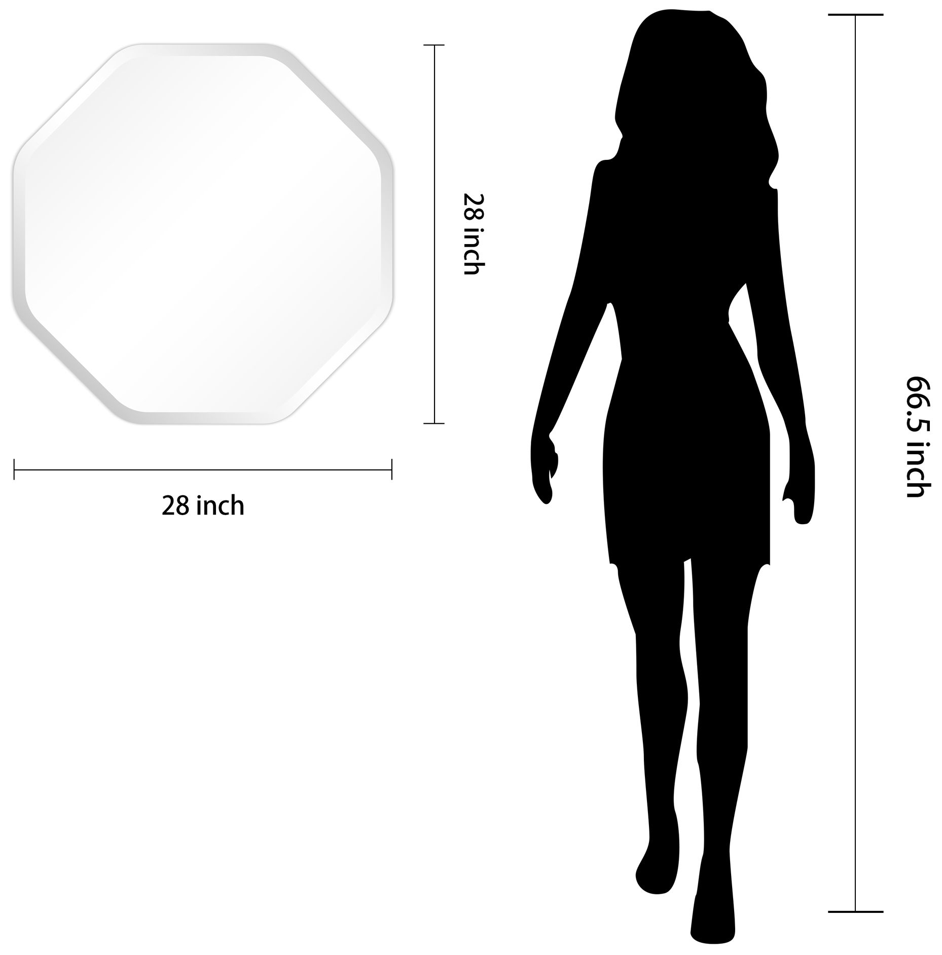 Empire Art Direct Beveled Octagonal Black Matte Finished Wall Mirror
