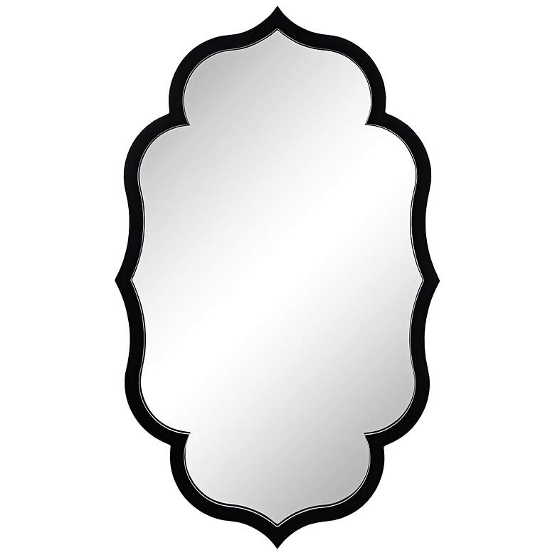 Image 2 Empire Art Direct Curved Scalloped Wall Mirror on Black Matte Frame