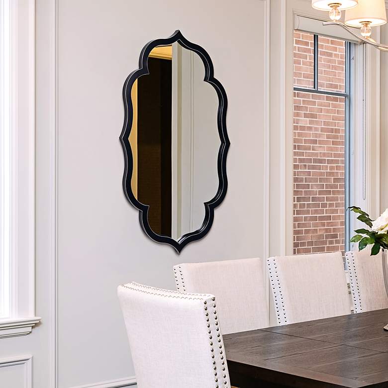 Image 6 Empire Art Direct Curved Scalloped Wall Mirror on Black Matte Frame more views