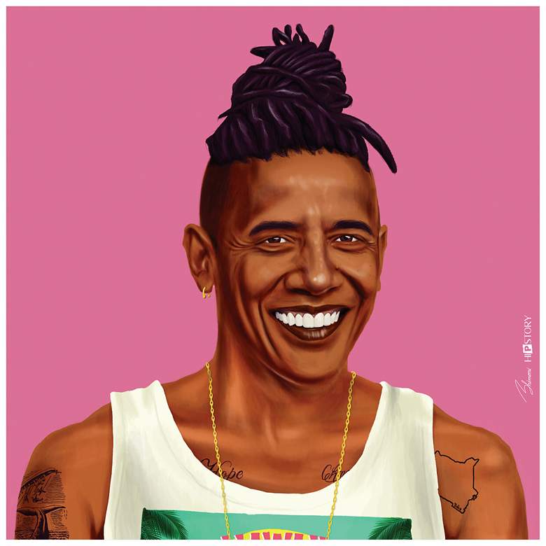Image 1 Empire Art Direct Hip Barack Obama Printed Tempered Glass Wall Art