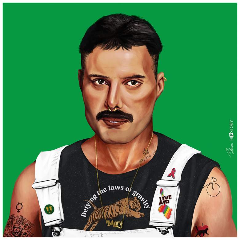 Image 1 Empire Art Direct Hip Freddie Mercury Printed Tempered Glass Wall Art