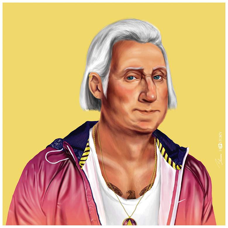 Image 1 Empire Art Direct Hip George Washington Printed Tempered Glass Wall Art
