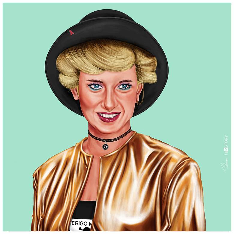 Image 1 Empire Art Direct Hip Princes Diana Printed Tempered Glass Wall Art