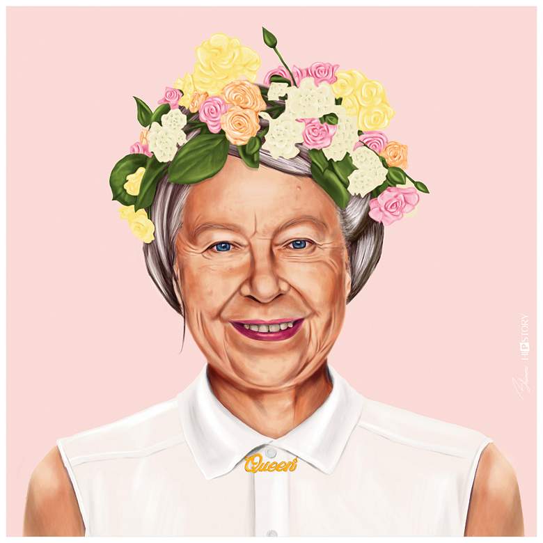 Image 1 Empire Art Direct Hip Queen Elizabeth II Printed Tempered Glass Wall Art