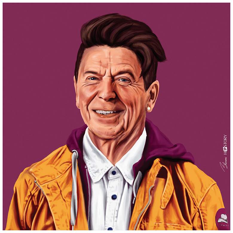 Image 1 Empire Art Direct Hip Ronald Reagan Printed Tempered Glass Wall Art