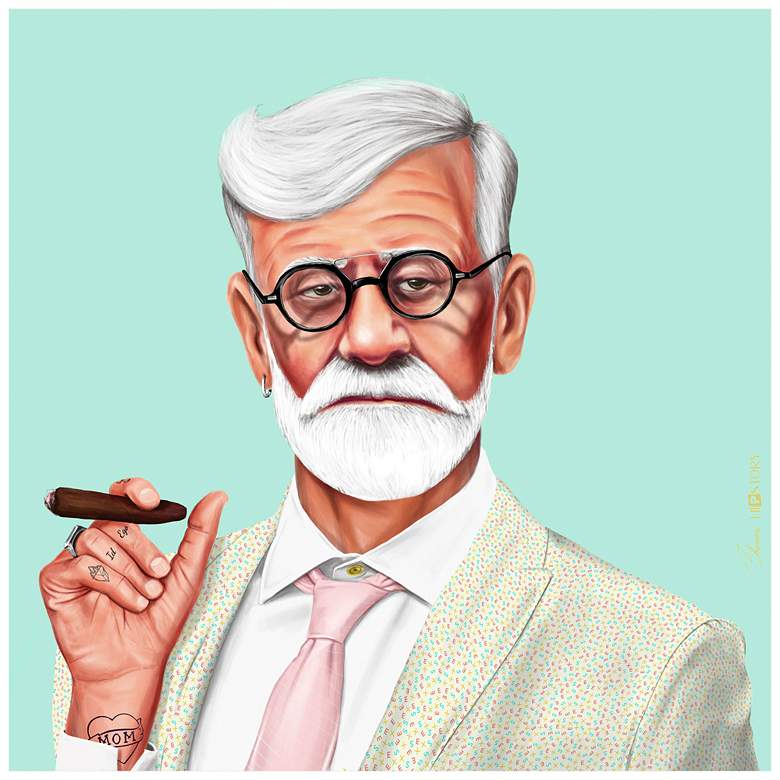 Image 1 Empire Art Direct Hip Sigmund Freud Printed Tempered Glass Wall Art