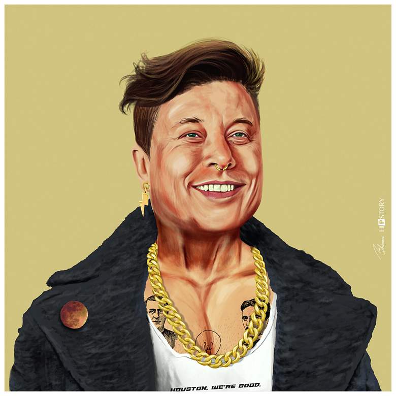 Image 1 Empire Art Direct "Hip Elon" Printed Tempered Art Glass Wall Art