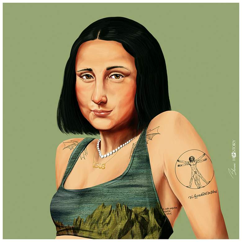 Image 1 Empire Art Direct "Hip Mona Lisa" Printed Tempered Art Glass Wall