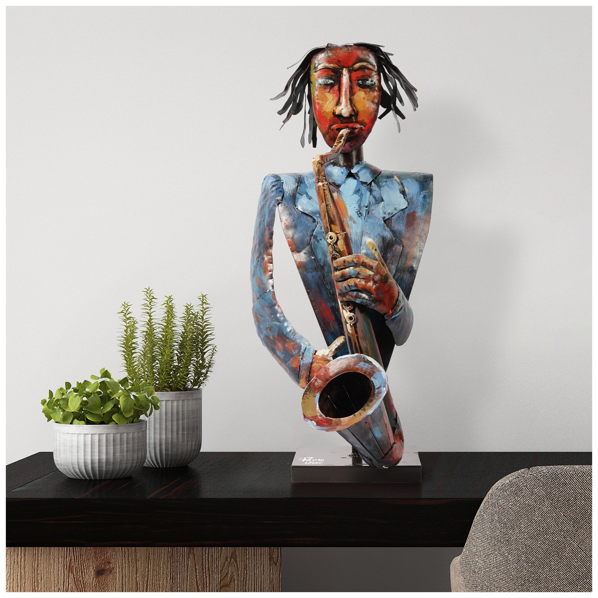 Image 6 Empire Art Direct "The Sxophonist" Iron Hand-Painted Colorful Art more views