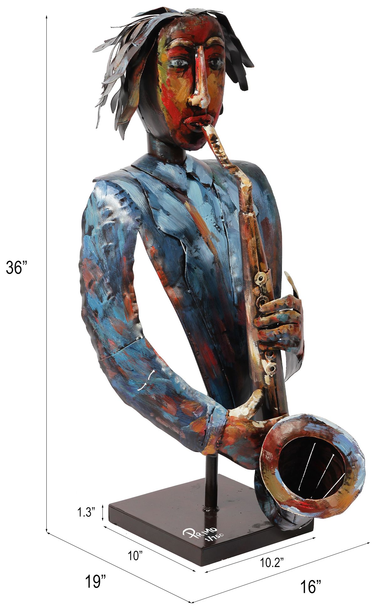 Empire Art Direct "The Sxophonist" Iron Hand-Painted Colorful Art