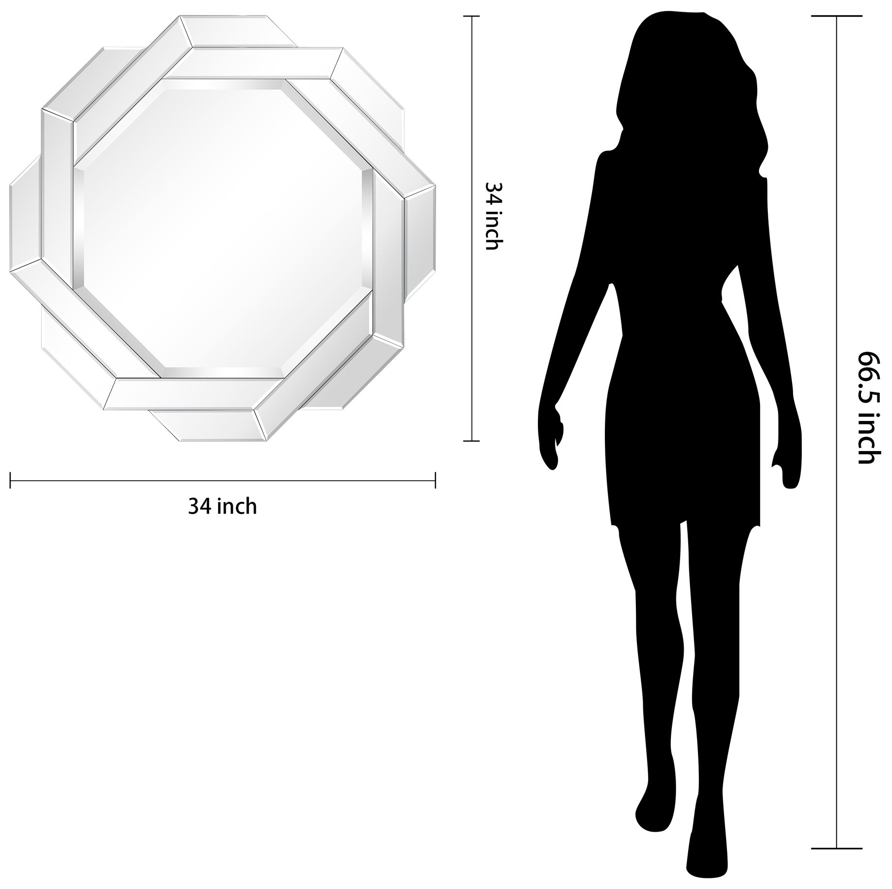 Empire Art Direct Interlaced 34" Round Beveled Framed Wall Mirror