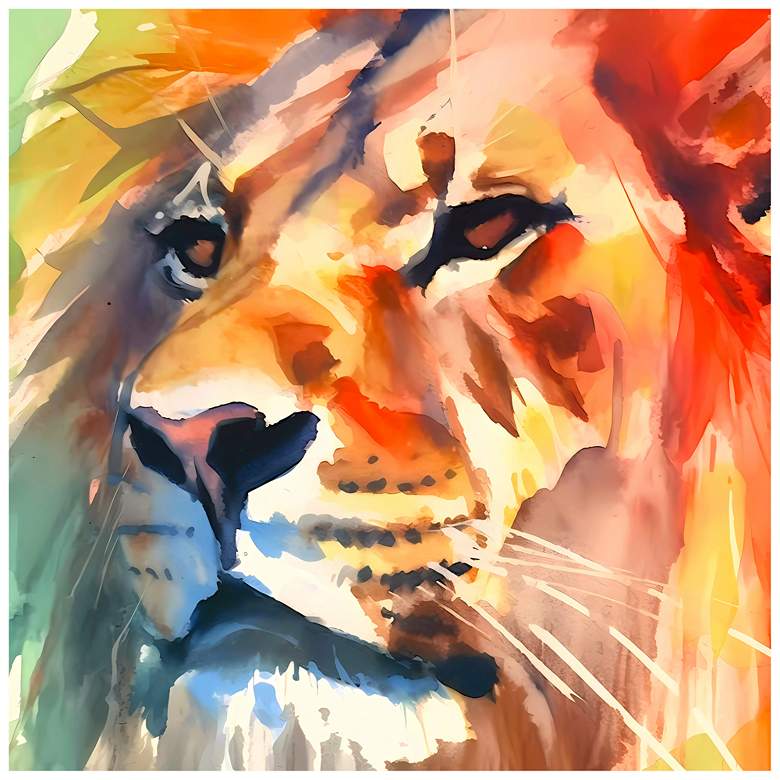 Image 1 Empire Art Direct Regal Strength I Lion Printed Tempered Glass Wall Art