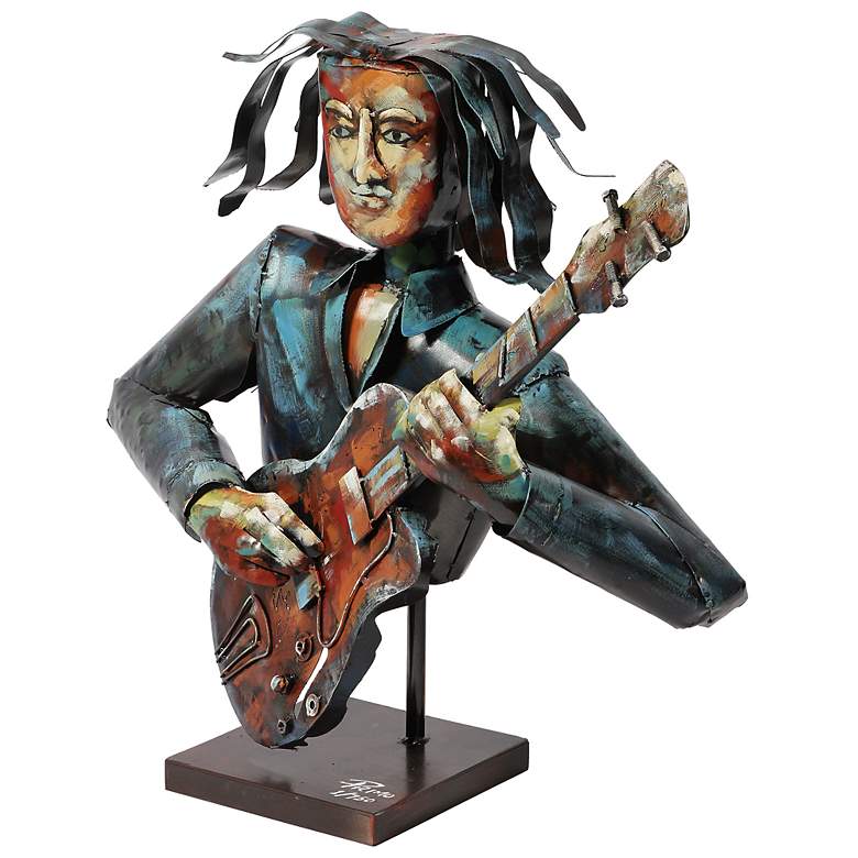 Image 3 Empire Art Direct "The Bassist" Iron Hand-Painted Colorful Art Sculpture more views