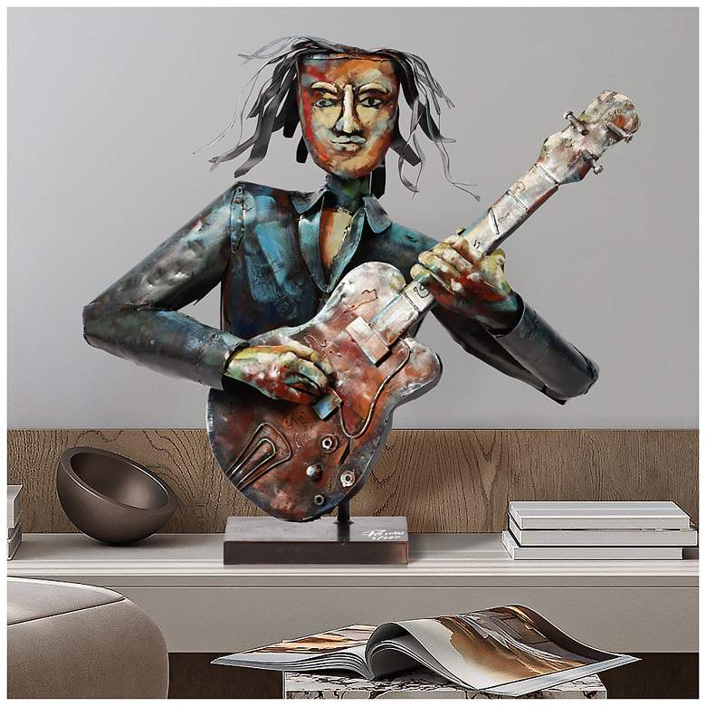 Image 6 Empire Art Direct "The Bassist" Iron Hand-Painted Colorful Art Sculpture more views