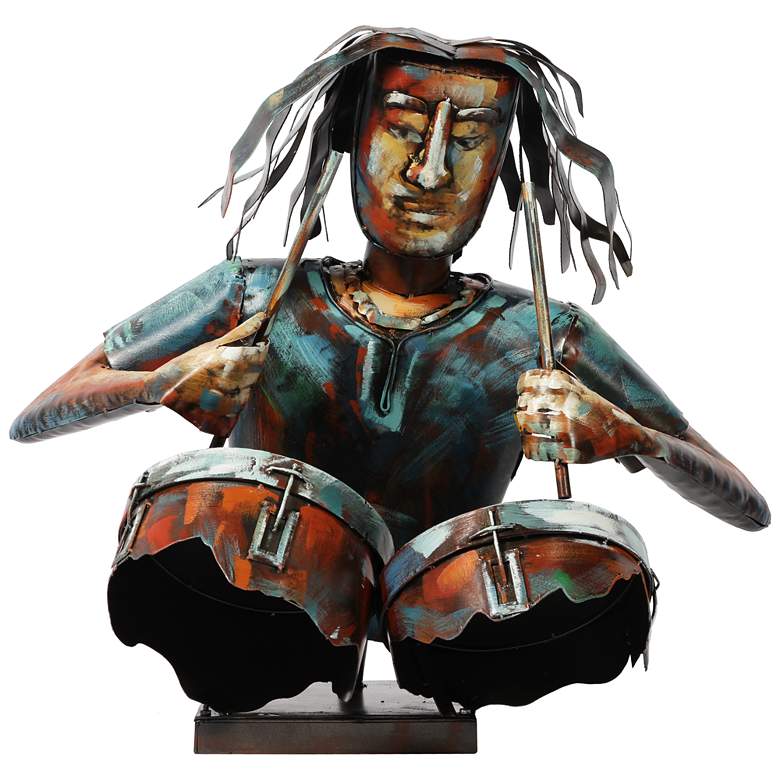 Image 1 Empire Art Direct "The Drummer" Iron Hand-Painted Colorful Art Sculpture