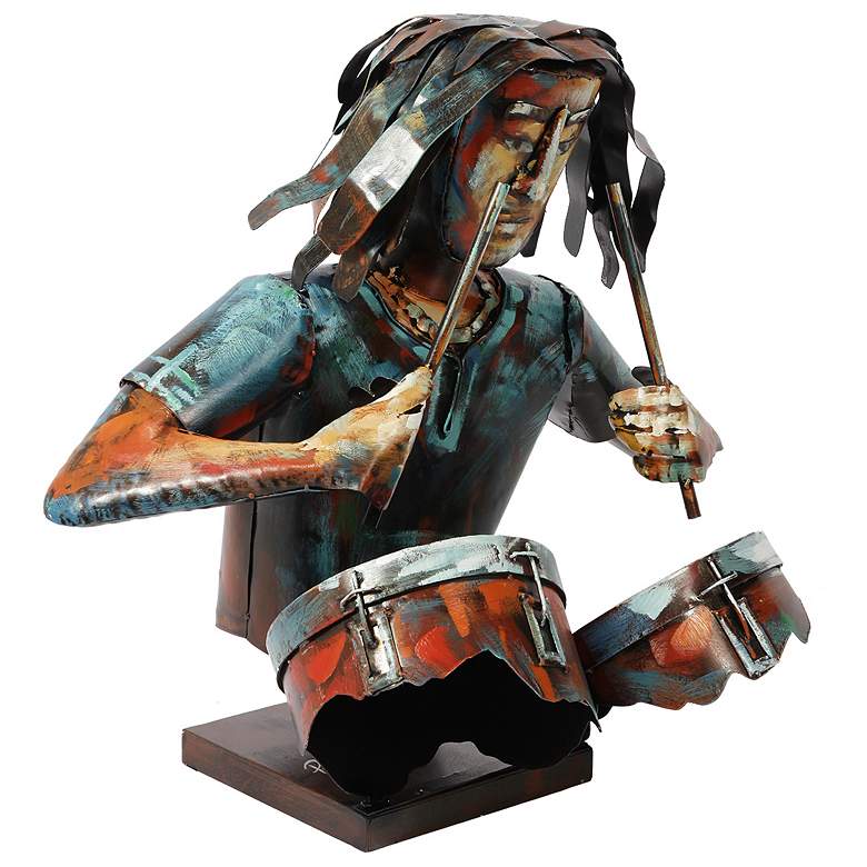 Image 2 Empire Art Direct "The Drummer" Iron Hand-Painted Colorful Art Sculpture more views