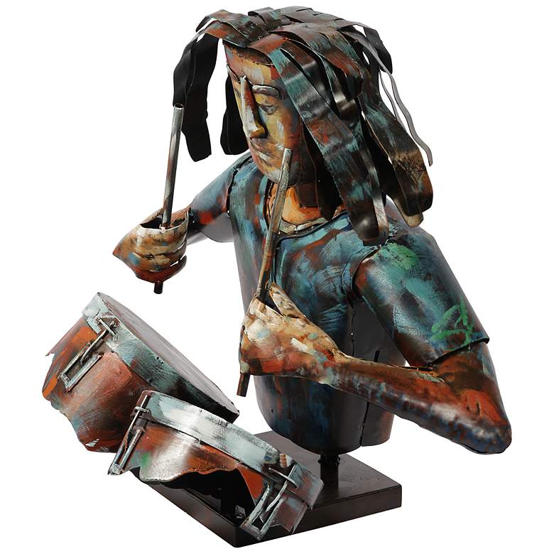 Image 3 Empire Art Direct "The Drummer" Iron Hand-Painted Colorful Art Sculpture more views