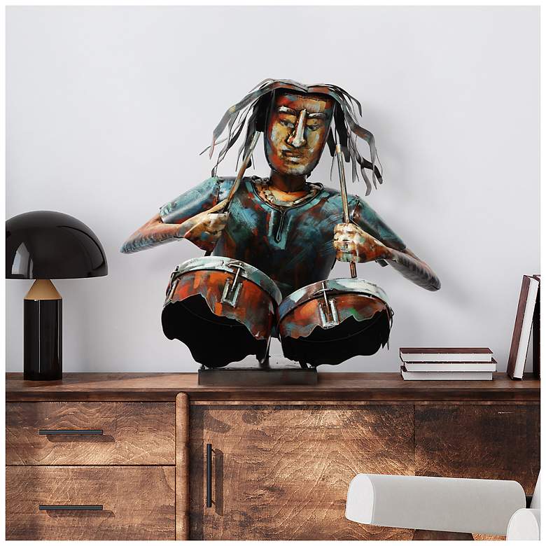 Image 6 Empire Art Direct "The Drummer" Iron Hand-Painted Colorful Art Sculpture more views