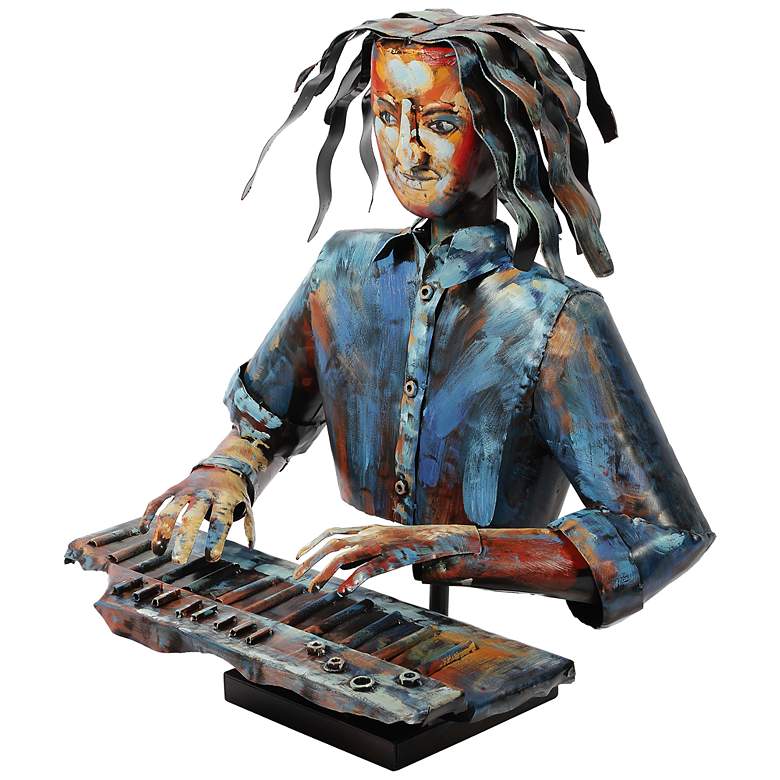 Image 3 Empire Art Direct "The Pianist" Iron Hand-Painted Colorful Art Sculpture more views
