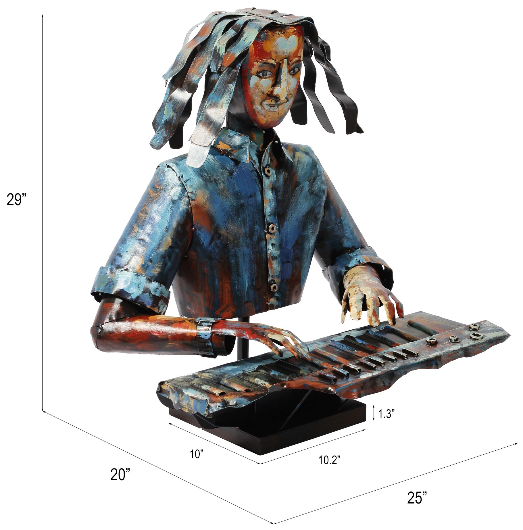 Empire Art Direct "The Pianist" Iron Hand-Painted Colorful Art Sculpture