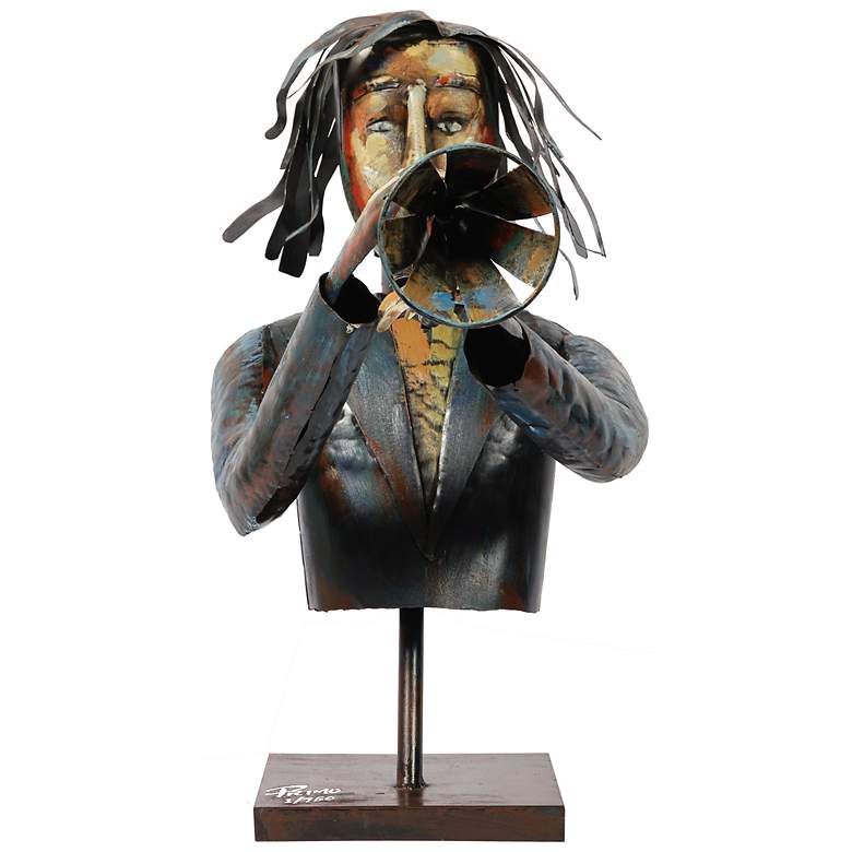 Image 3 Empire Art Direct "The Trumpeter" Iron Hand-Painted Colorful Art Sculpture more views