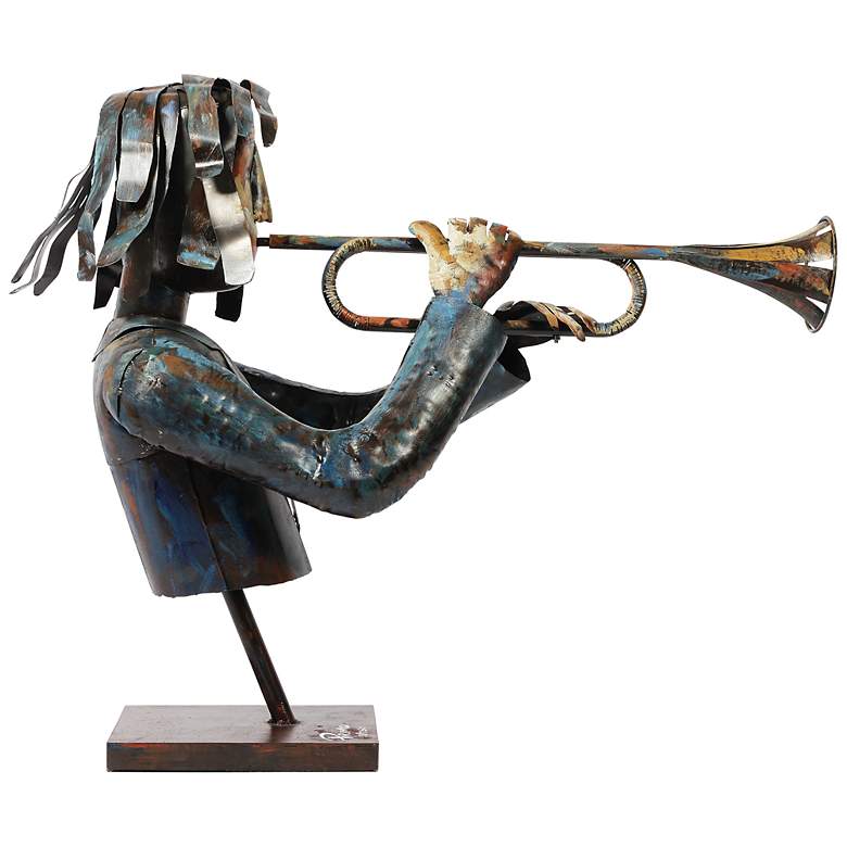 Image 4 Empire Art Direct "The Trumpeter" Iron Hand-Painted Colorful Art Sculpture more views