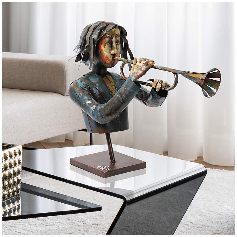 Image 6 Empire Art Direct "The Trumpeter" Iron Hand-Painted Colorful Art Sculpture more views