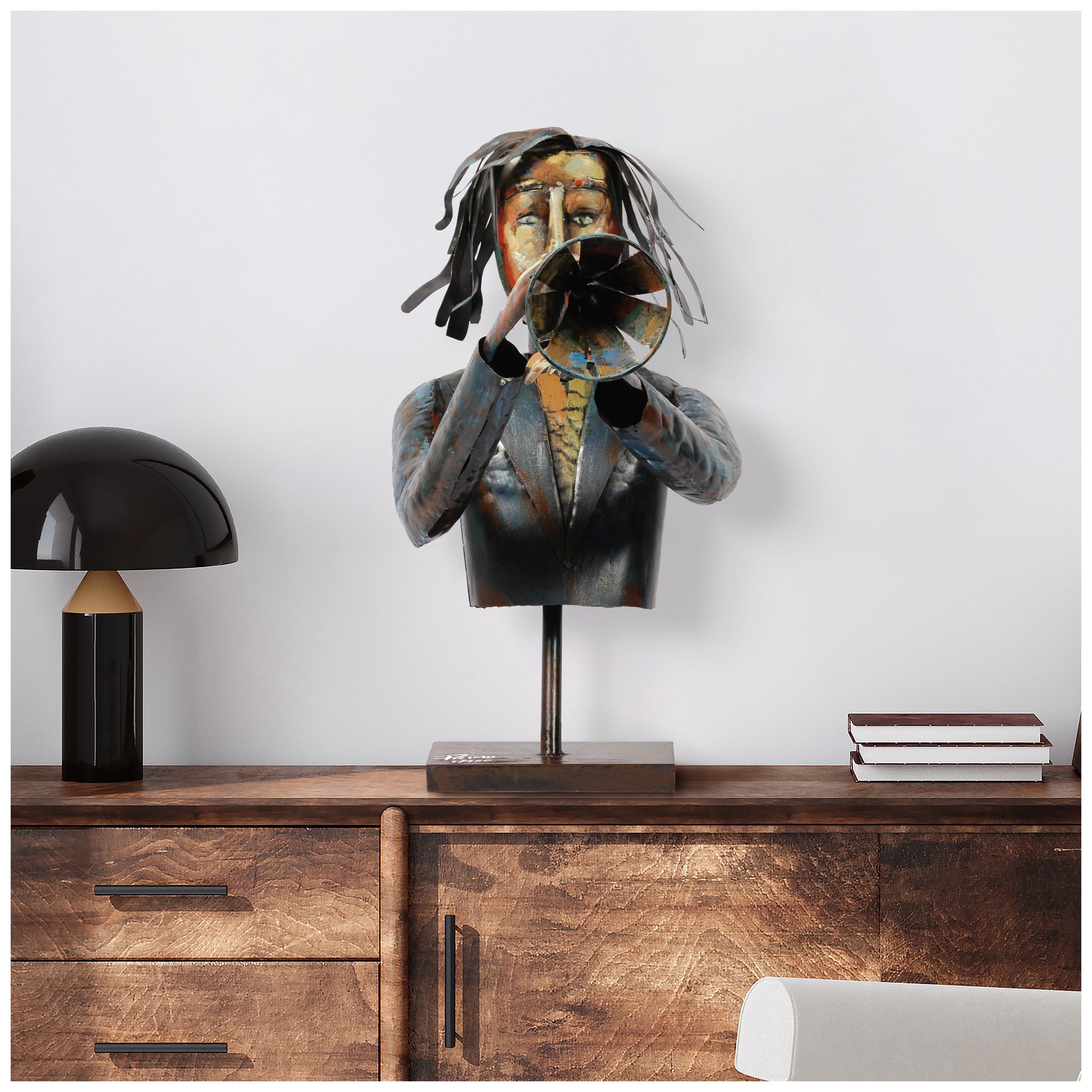 Empire Art Direct "The Trumpeter" Iron Hand-Painted Colorful Art Sculpture