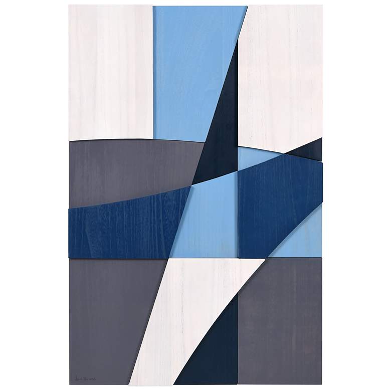 Image 1 Empire Art Direct Whisper of Blues I Hand Made Abstract Solid Wood Wall Art