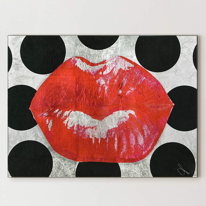 Image 1 Empire Art Red Lips Reverse Printed Tempered Glass with SilverLeaf Wall Art