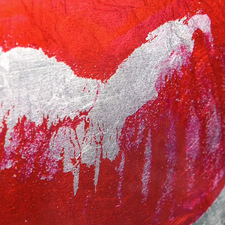 Image 3 Empire Art Red Lips Reverse Printed Tempered Glass with SilverLeaf Wall Art more views