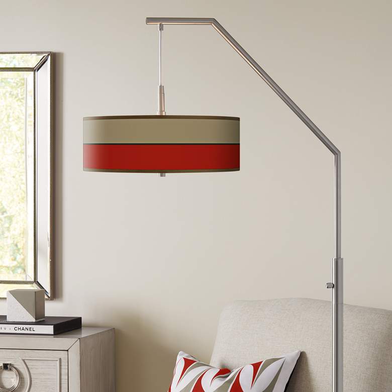 Image 1 Empire Red Giclee Shade Arc Floor Lamp