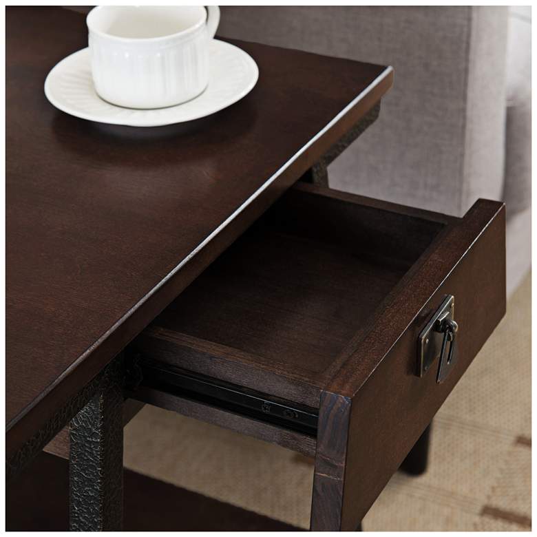 Image 3 Empiria 24" Wide Hand-Finished Walnut 1-Drawer End Table more views