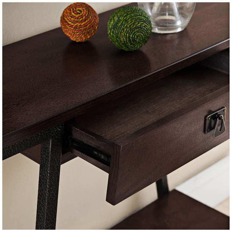 Image 3 Empiria 30" Wide Hand-Finished Walnut 1-Drawer Hall Console more views