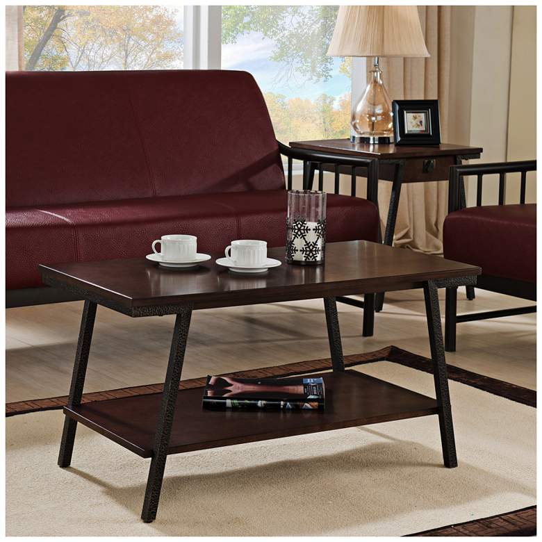 Image 1 Empiria 38" Wide Hand-Finished Walnut 1-Shelf Coffee Table