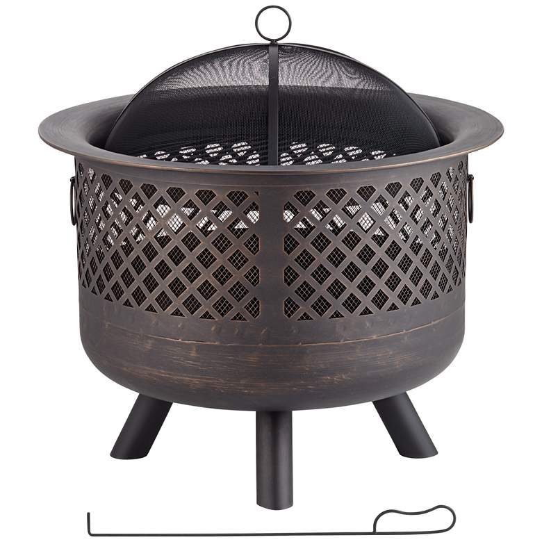 Image 1 Emporia 30" Wide Round Bronze Wood Burning Fire Pit