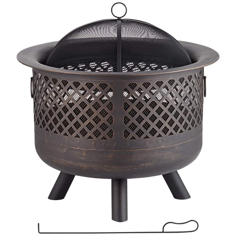 Image 1 Emporia 30 inch Wide Round Bronze Wood Burning Fire Pit