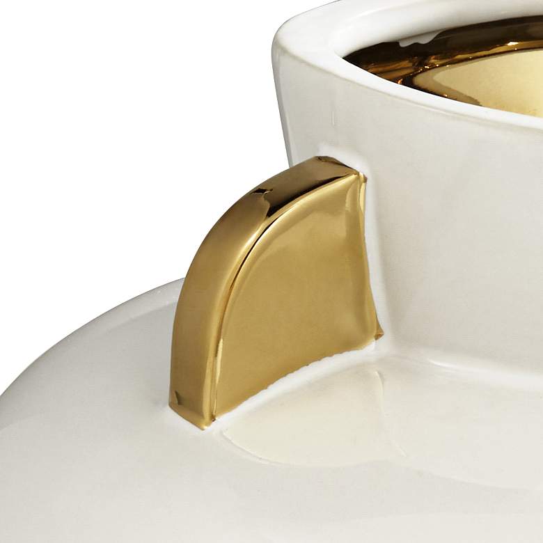 Image 5 Empress 10 1/2" Wide White Ceramic Vase with Handles more views