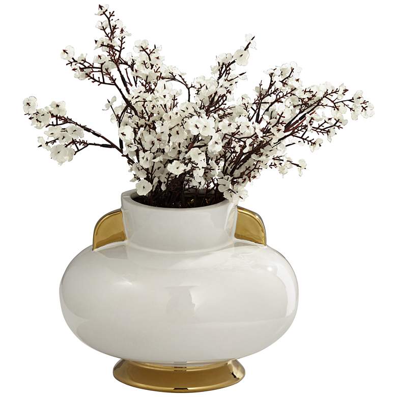Image 6 Empress 10 1/2" Wide White Ceramic Vase with Handles more views