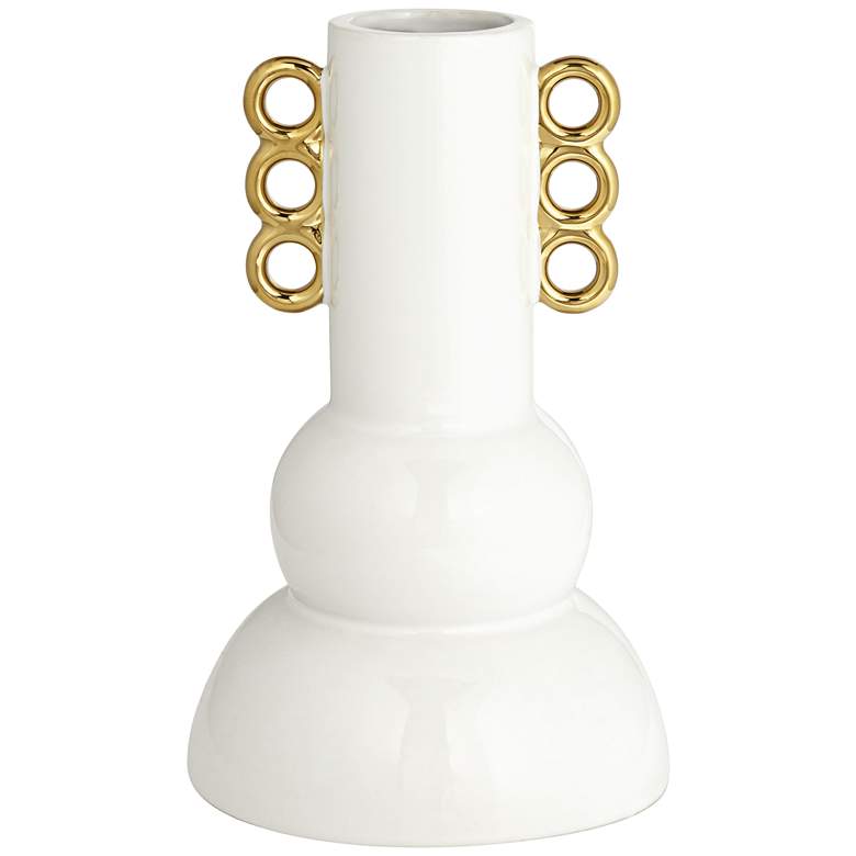 Image 2 Empress 12" High Shiny White Ceramic Vase
