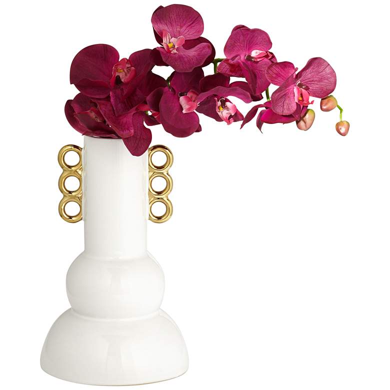 Image 7 Empress 12" High Shiny White Ceramic Vase more views