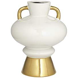 Image2 of Empress 13" High White Ceramic Vase with Handles