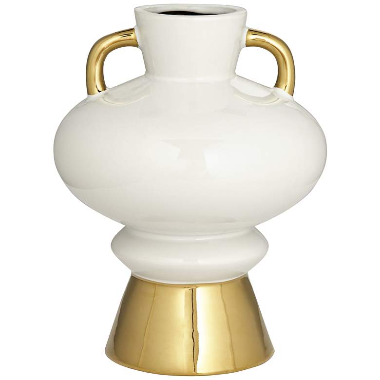 Image 2 Empress 13" High White Ceramic Vase with Handles