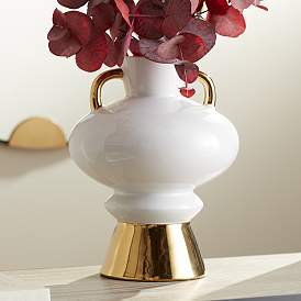 Image1 of Empress 13" High White Ceramic Vase with Handles