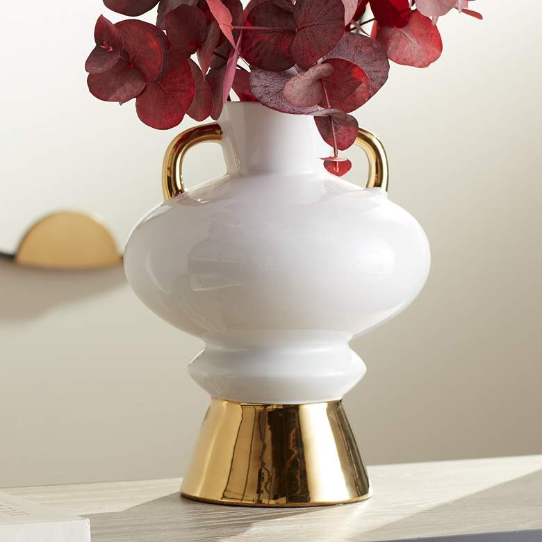 Image 1 Empress 13" High White Ceramic Vase with Handles