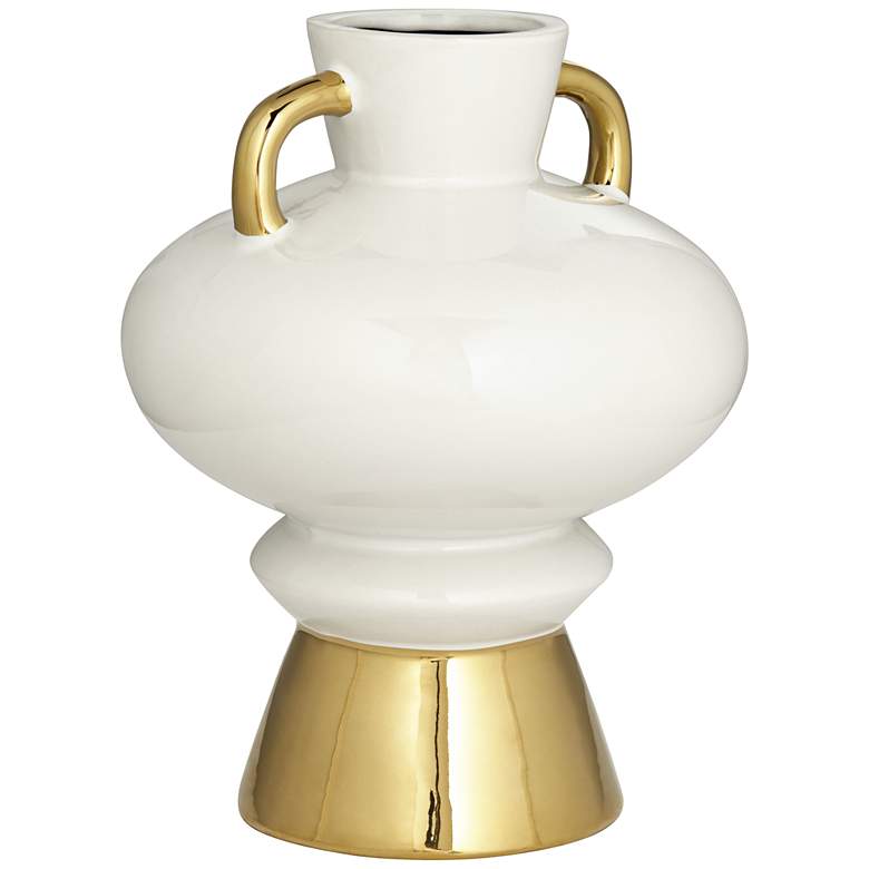 Image 6 Empress 13" High White Ceramic Vase with Handles more views