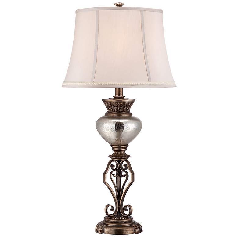 Image 1 Empress Antique Silver Glass Font Table Lamp