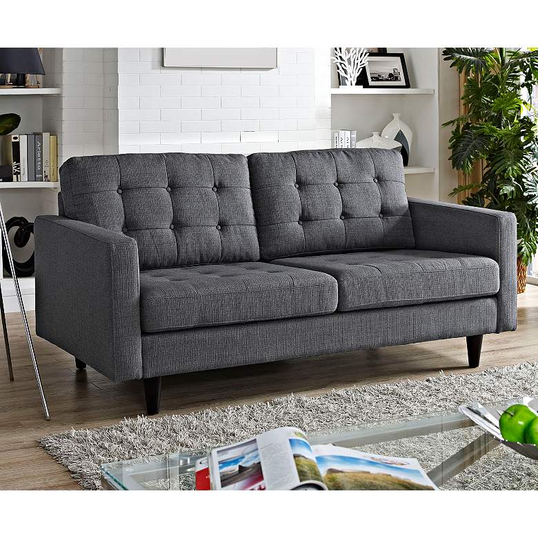 Image 1 Empress Gray Fabric Tufted Loveseat