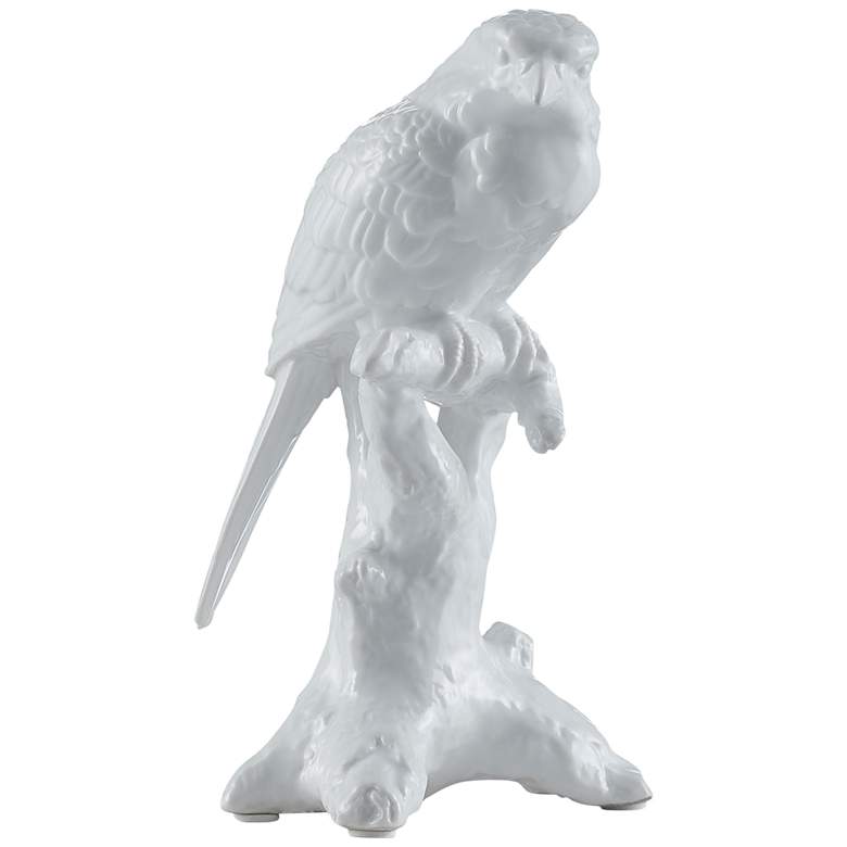 Image 1 Empress Parrot on Branch 8 1/2"H White Porcelain Figurine