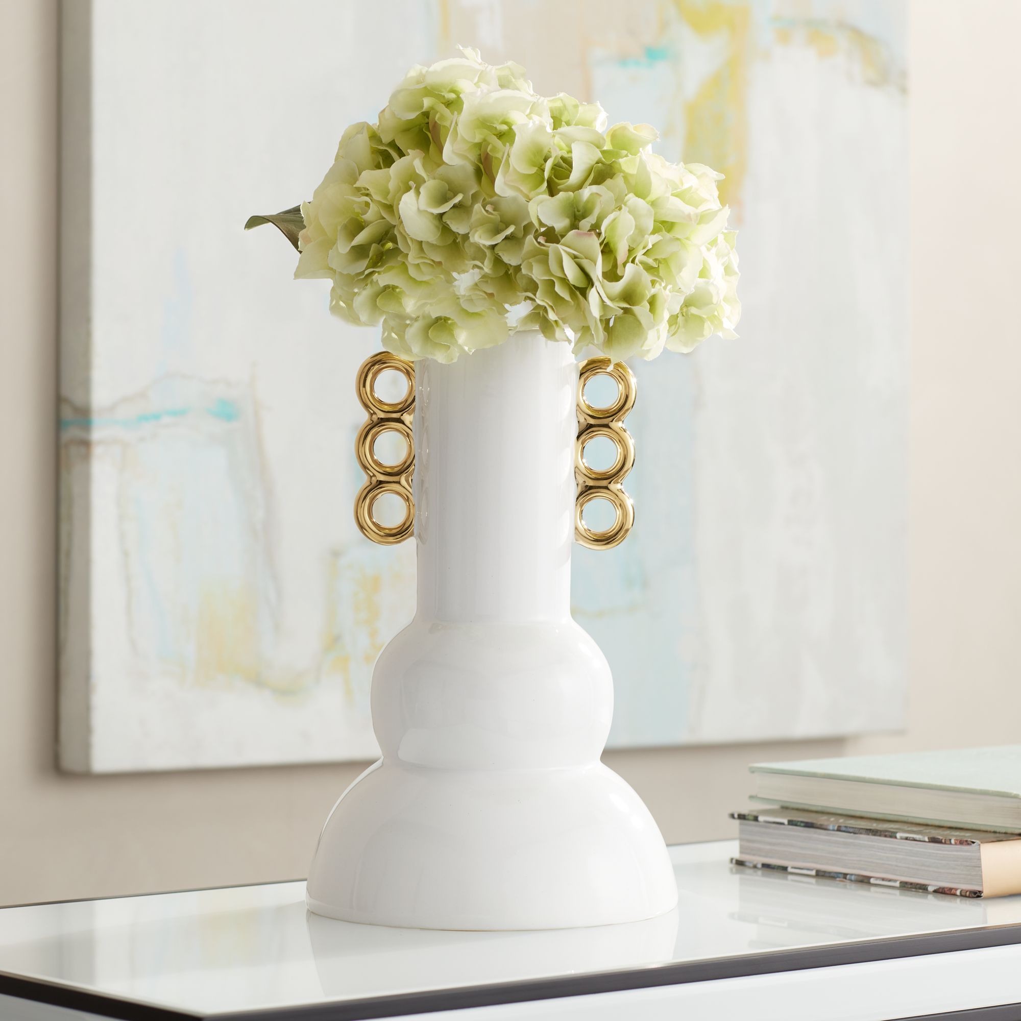 Empress White and Gold 3-Piece Ceramic Vase Set